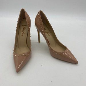 Nude Pointed Toe High Heel Stilettos Rivets Pump